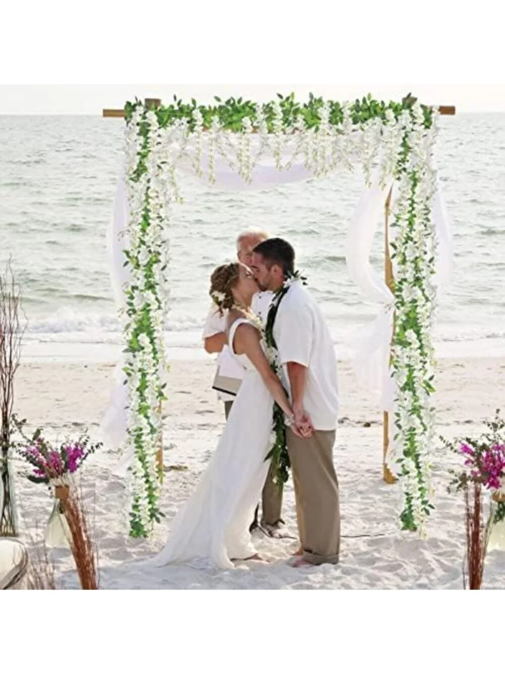 10 Pcs 7.2 Ft White Artificial Wisteria Garland for Home Decor & Events